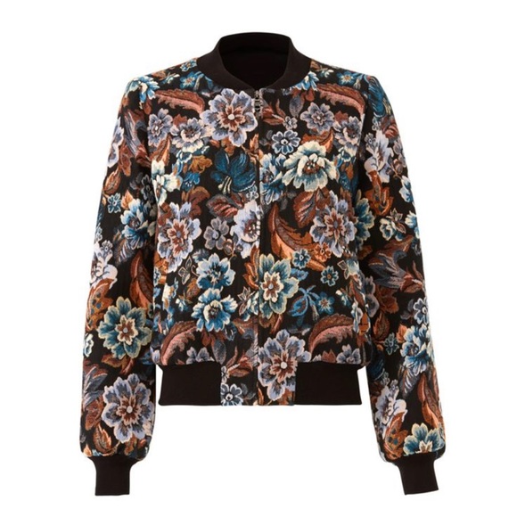 Fifteen Twenty Floral Tapestry Bomber Jacket Coat Sweater Blazer - Size Large - Picture 2 of 8